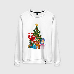 Женский свитшот Санта Клаус и снегурочка радуются новому году