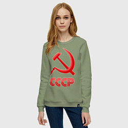 Свитшот хлопковый женский СССР Логотип, цвет: авокадо — фото 2