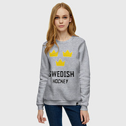 Свитшот хлопковый женский Swedish Hockey, цвет: меланж — фото 2