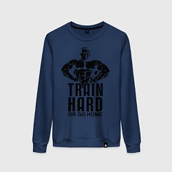 Свитшот хлопковый женский Train hard or go home, цвет: тёмно-синий