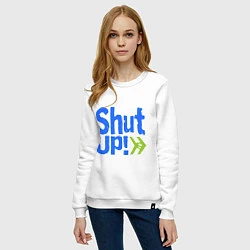 Свитшот хлопковый женский Shut up!, цвет: белый — фото 2
