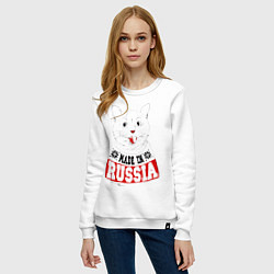 Свитшот хлопковый женский Made in Russia: киса, цвет: белый — фото 2