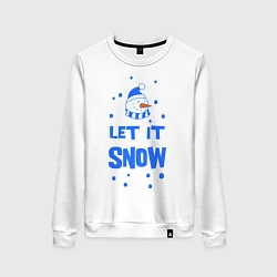 Свитшот хлопковый женский Снеговик Let it snow, цвет: белый