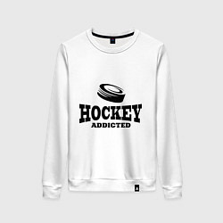 Свитшот хлопковый женский Hockey addicted, цвет: белый