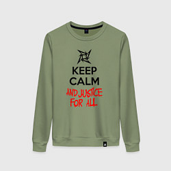 Свитшот хлопковый женский Keep Calm & Justice For All, цвет: авокадо