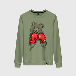 Свитшот хлопковый женский Bear Boxing, цвет: авокадо