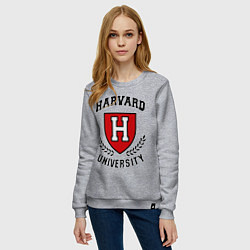 Свитшот хлопковый женский Harvard University, цвет: меланж — фото 2