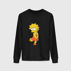 Свитшот хлопковый женский Сумка с Лизой Симпсон, цвет: черный