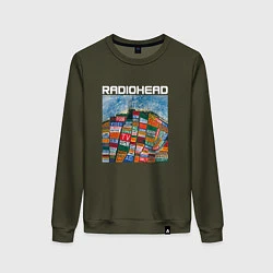 Свитшот хлопковый женский Radiohead, цвет: хаки