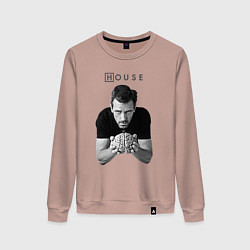 Свитшот хлопковый женский House Brain, цвет: пыльно-розовый