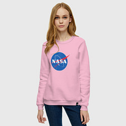 Свитшот хлопковый женский NASA: Logo, цвет: светло-розовый — фото 2