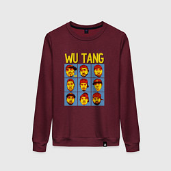 Свитшот хлопковый женский Wu-Tang Clan Faces, цвет: меланж-бордовый