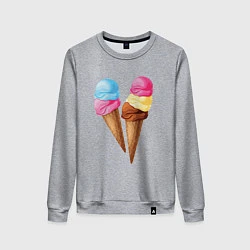 Свитшот хлопковый женский Мороженое, цвет: меланж