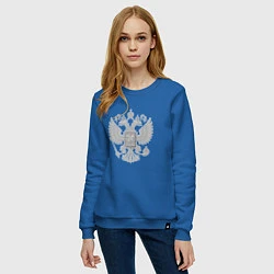 Свитшот хлопковый женский Герб России, цвет: синий — фото 2