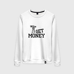 Свитшот хлопковый женский I Get Money, цвет: белый