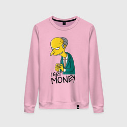 Свитшот хлопковый женский Mr. Burns: I get money, цвет: светло-розовый