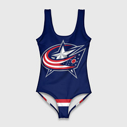 Купальник-боди 3D женский Columbus Blue Jackets, цвет: 3D-принт