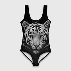 Купальник-боди 3D женский Серый тигр, цвет: 3D-принт