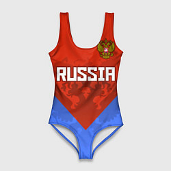Купальник-боди 3D женский Russia Red & Blue, цвет: 3D-принт