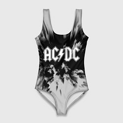 Купальник-боди 3D женский AC/DC: Grey & Black, цвет: 3D-принт