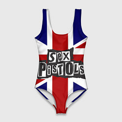 Купальник-боди 3D женский Sex Pistols UK, цвет: 3D-принт