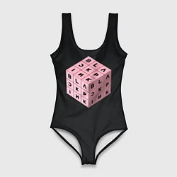 Купальник-боди 3D женский Black Pink Cube, цвет: 3D-принт