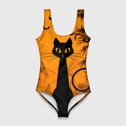 Женский купальник-боди Halloween Cat