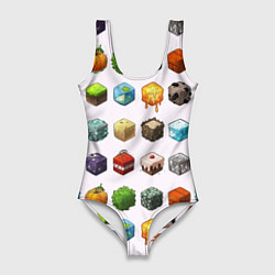 Женский купальник-боди Minecraft Cubes