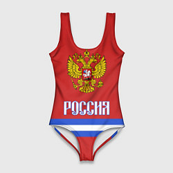 Купальник-боди 3D женский Хоккей: Россия, цвет: 3D-принт