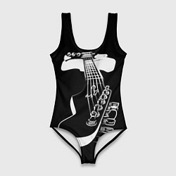 Женский купальник-боди Гитара черно - белая