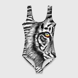 Купальник-боди 3D женский Голова тигра 22, цвет: 3D-принт