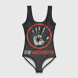 Купальник-боди 3D женский STOP MASTURBATION, цвет: 3D-принт