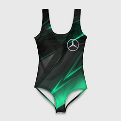 Купальник-боди 3D женский MERCEDES-BENZ AMG NEON STRIPES PETRONAS, цвет: 3D-принт