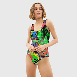 Купальник-боди 3D женский Граффити с черепами, цвет: 3D-принт — фото 2