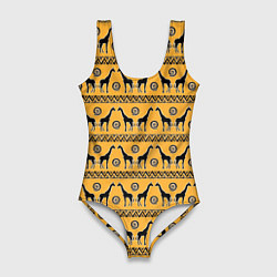 Купальник-боди 3D женский Жирафы Сафари, цвет: 3D-принт
