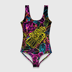 Купальник-боди 3D женский Cyber space pattern Fashion 3022, цвет: 3D-принт
