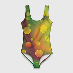 Женский купальник-боди Кружочки на разноцветном фоне