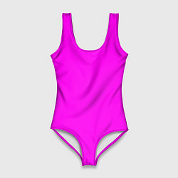 Женский купальник-боди Однотонный розовый неоновый Пион