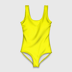 Купальник-боди 3D женский Однотонный неоновый лимонный желтый тон, цвет: 3D-принт