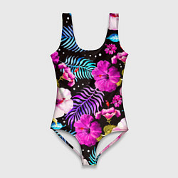 Купальник-боди 3D женский Floral pattern Summer night Fashion trend, цвет: 3D-принт