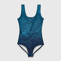 Женский купальник-боди Синий абстрактный мраморный узор