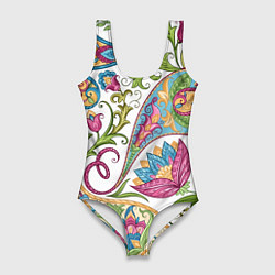 Купальник-боди 3D женский Fashionable floral Oriental pattern Summer 2025, цвет: 3D-принт