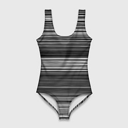 Женский купальник-боди Black and white thin stripes Тонкие полосы