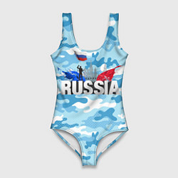Женский купальник-боди Russia: синий камфуляж