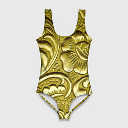 Купальник-боди 3D женский Золотой орнамент - чеканка, цвет: 3D-принт
