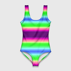 Купальник-боди 3D женский Яркие разноцветные размытые полосы, цвет: 3D-принт