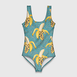 Женский купальник-боди Леопардовый банан паттерн