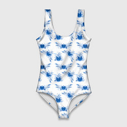 Женский купальник-боди Blue floral pattern