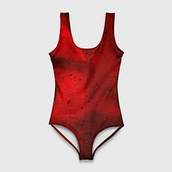 Женский купальник-боди Абстрактный красный дым и брызги тёмной краски