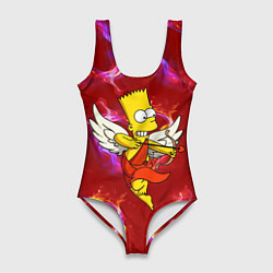 Женский купальник-боди Барт Симпсон стреляет из лука в сердце